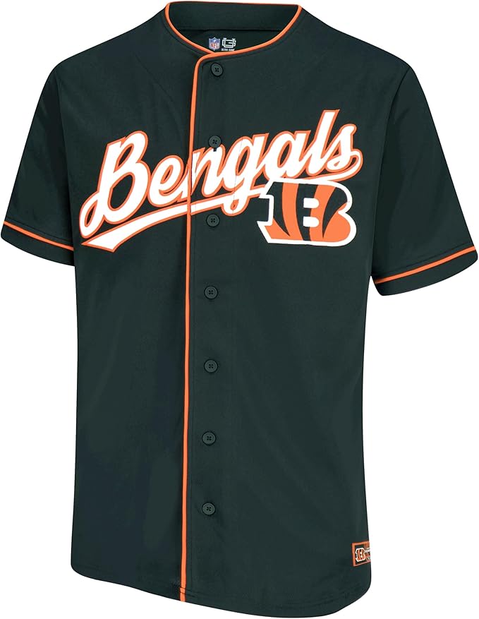 NFL Official Adults Game Day Button Down Baseball Mesh Jersey Shirt - Unisex|Cincinnati Bengals