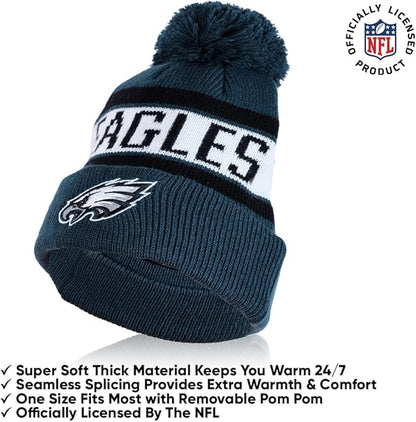 Ultra Game NFL Official Adults Unisex Super Soft Winter Beanie Knit Hat With Extra Warm Touch Screen Gloves, Philadelphia Eagles, Team Color 2, 1SIZE|Philadelphia Eagles