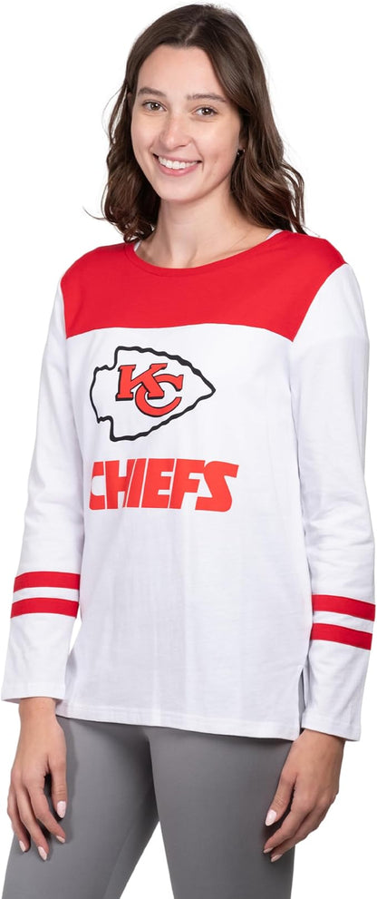 NFL Women's Official Super Soft Raglan Vintage Baseball T-Shirt|Kansas City Chiefs