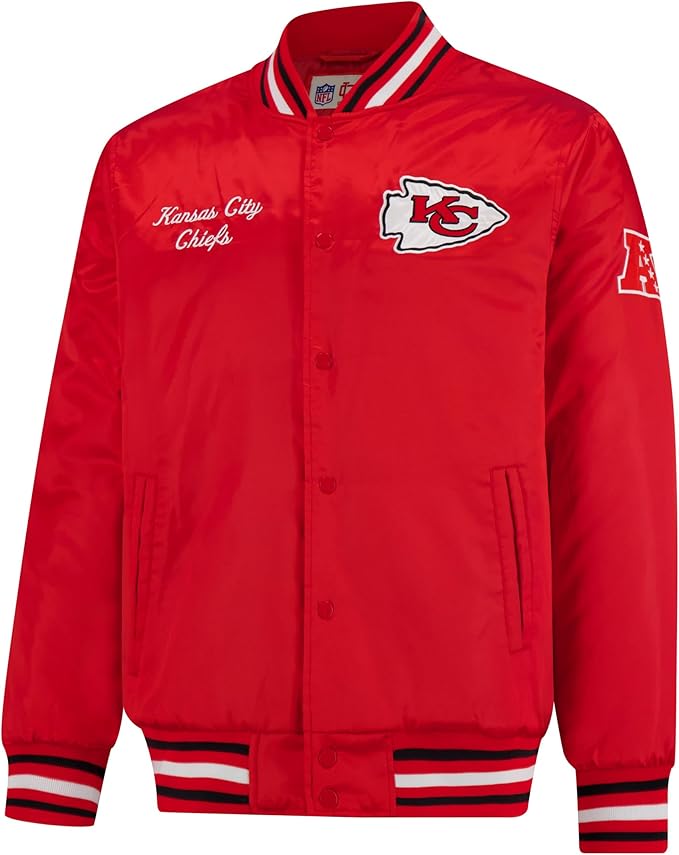 Ultra Game NFL Official Adults Supreme Satin Heritage Jacket, Kansas City Chiefs, Supreme Satin|Kansas City Chiefs