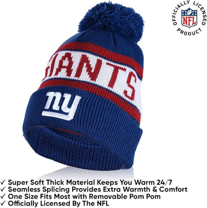 Ultra Game NFL Official Adults Unisex Super Soft Winter Beanie Knit Hat With Extra Warm Touch Screen Gloves, New York Giants, Team Color 2, 1SIZE|New York Giants