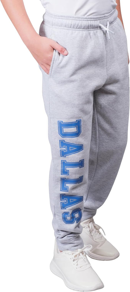 Ultra Game Youth's NBA Official Super Soft Game Day Jogger Sweatpants, Dallas Mavericks, Heather Gray|Dallas Mavericks