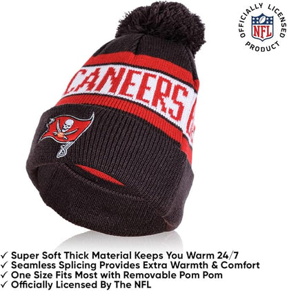 Ultra Game NFL Official Adults Unisex Super Soft Winter Beanie Knit Hat With Extra Warm Touch Screen Gloves, Tampa Bay Buccaneers, Team Color, 1SIZE|Tampa Bay Buccaneers