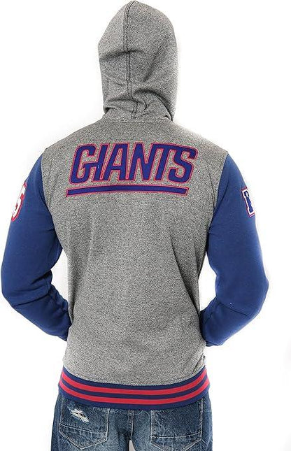 Ultra Game NFL Official Adults Super Soft Supreme Full Zip Varsity Hoodie Sweatshirt Jacket-Unisex, New York Giants, Heather Gray|New York Giants