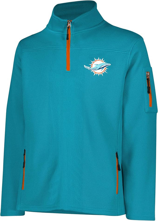 NFL Official Adults Quarter-Zip Super Soft Pullover Sweatshirt with Zipper Pockets - Unisex|Miami Dolphins