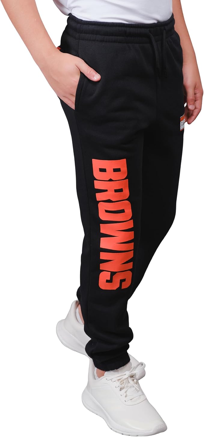 Ultra Game NFL Official Youth Super Soft Game Day Jogger Sweatpants, Cleveland Browns, Black|Cleveland Browns