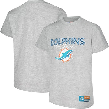 Ultra Game NFL Official Youth Super Soft Game Day T-Shirt, Miami Dolphins, Heather Gray|Miami Dolphins