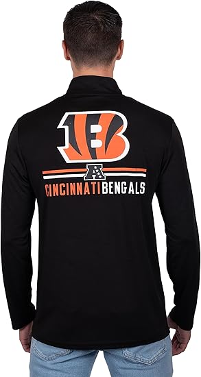 NFL Official Adults Super Soft Quarter Zip Long Sleeve T-Shirt|Cincinnati Bengals