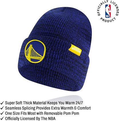 Ultra Game NBA Official Youth Super Soft Winter Beanie Knit Hat with Extra Warm Touch Screen Gloves, Golden State Warriors, Team Color|Golden State Warriors