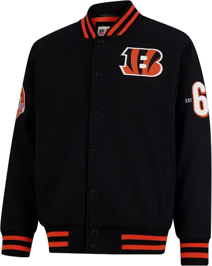 NFL Official Adults Classic Varsity Coaches Jacket Coat - Unisex|Cincinnati Bengals