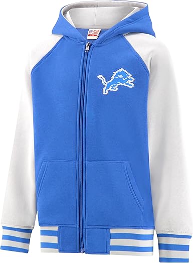 Ultra Game NFL Official Boy's Super Soft Full Zip Varsity Hoodie Sweatshirt, Detroit Lions, Team Color 2024|Detroit Lions