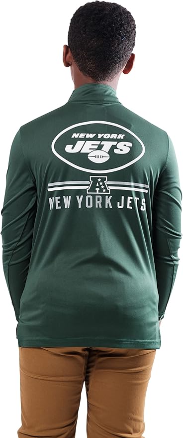 NFL Official Youth Super Soft Quarter Zip Long Sleeve T-Shirt|New York Jets