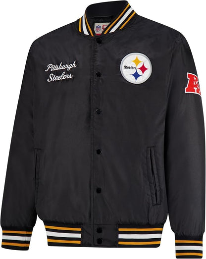 Ultra Game NFL Official Adults Supreme Satin Heritage Jacket, Pittsburgh Steelers, Supreme Satin|Pittsburgh Steelers