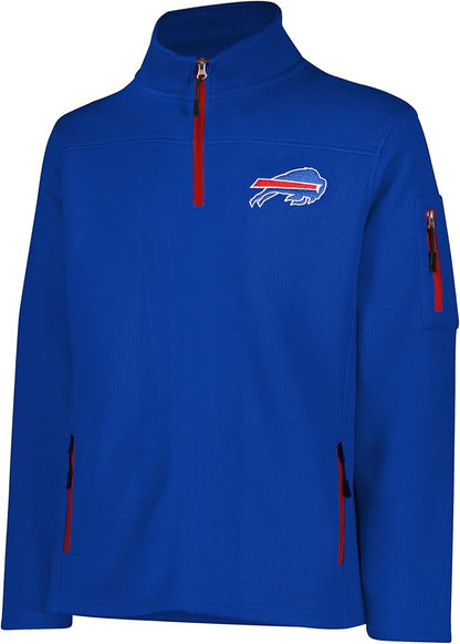 NFL Official Adults Quarter-Zip Super Soft Pullover Sweatshirt with Zipper Pockets - Unisex|Buffalo Bills