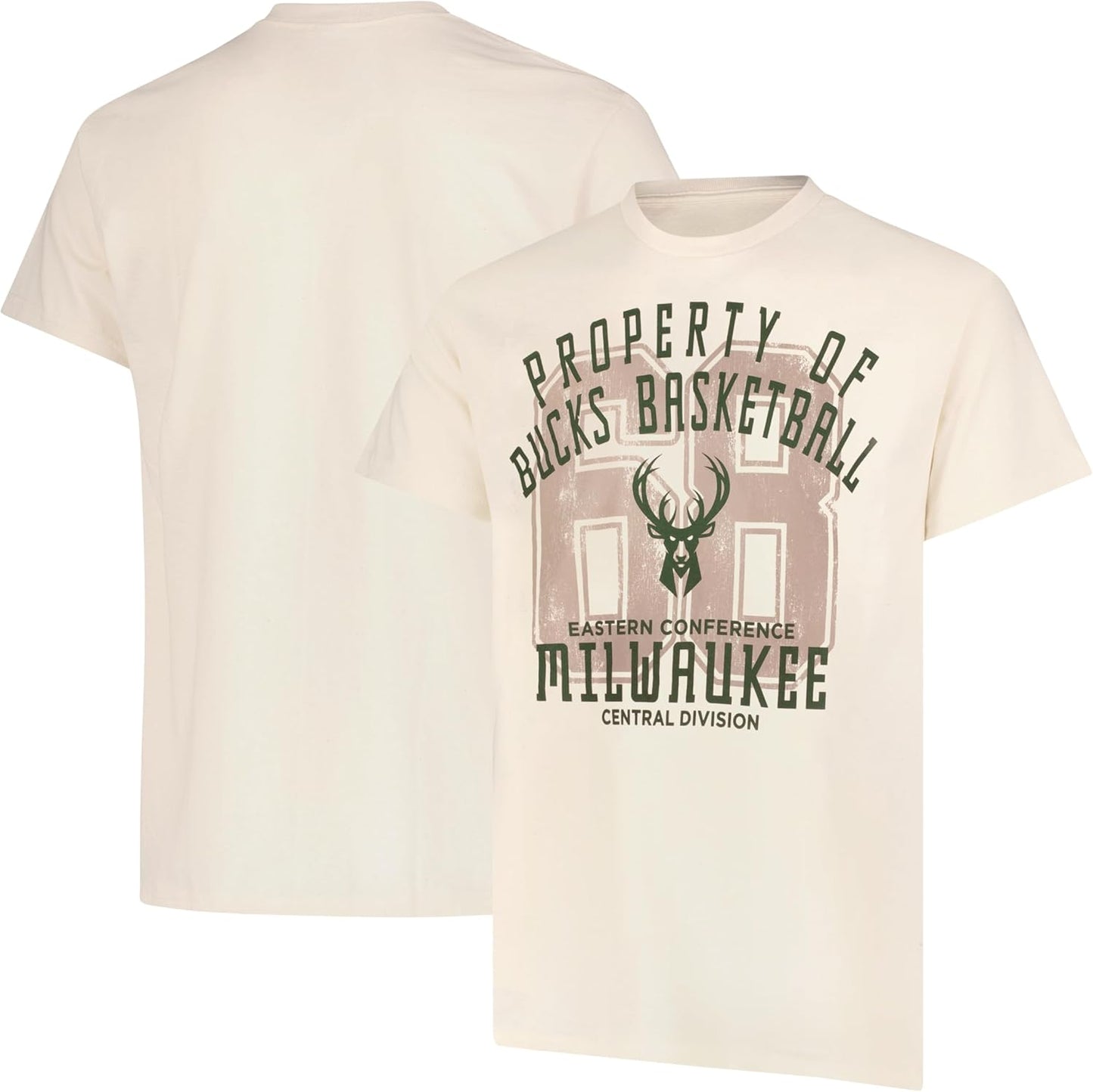 Ultra Game NBA Official Men's Standard Super Soft Nostalgic T-Shirt, Milwaukee Bucks,Cream|Milwaukee Bucks