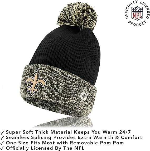 Ultra Game NFL Official Youth Super Soft Two Tone Winter Beanie Knit Hat with Extra Warm Touch Screen Gloves, New Orleans Saints, Team Color, One Size|New Orleans Saints