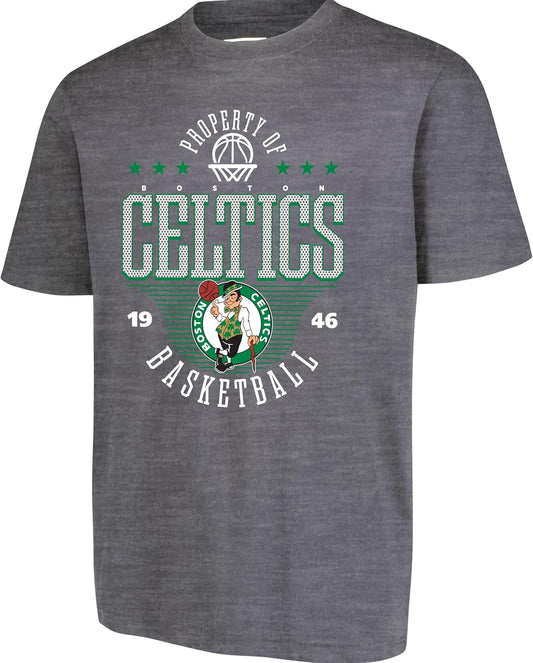 Ultra Game NBA Official Men's Standard Super Soft Mad Props T-Shirt, Boston Celtics, Heather Charcoal|Boston Celtics