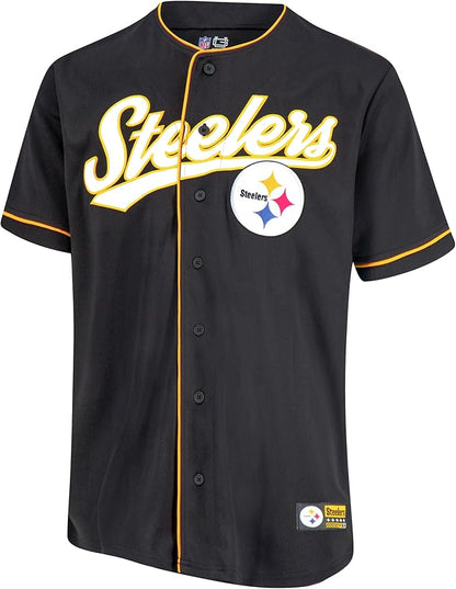 NFL Official Adults Game Day Button Down Baseball Mesh Jersey Shirt - Unisex|Pittsburgh Steelers