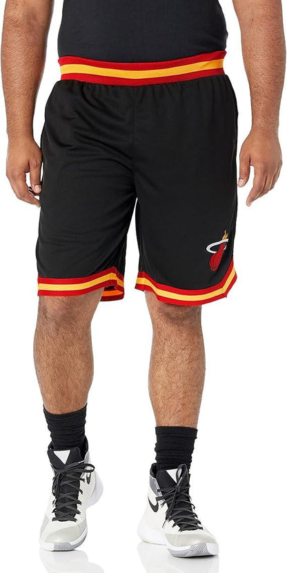 Ultra Game NBA Official Men’s Active Knit Basketball Training Shorts - Unisex, Miami Heat, Black|Miami Heat