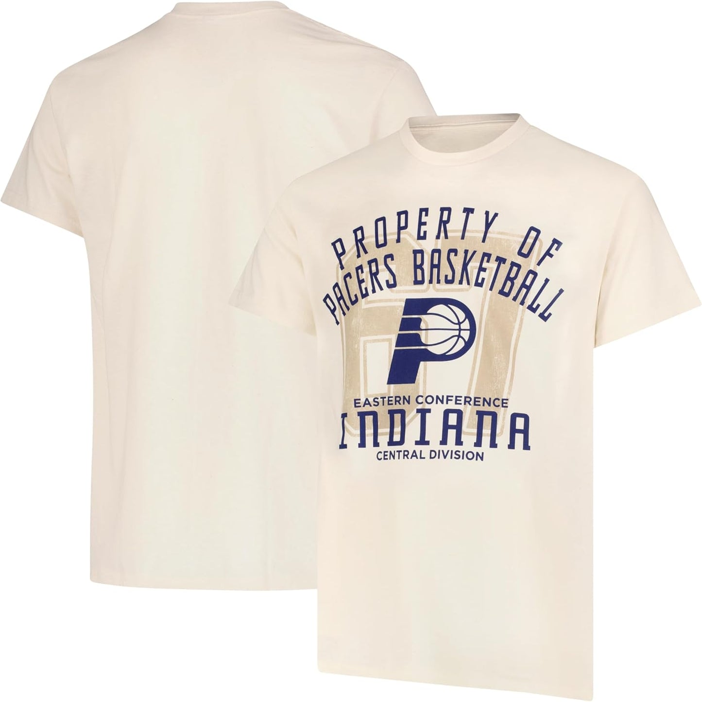 Ultra Game NBA Official Men's Standard Super Soft Nostalgic T-Shirt, Indiana Pacers,Cream|Indiana Pacers