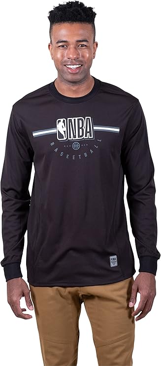 Ultra Game Men's NBA Official Super-Soft Active Long Sleeve T-Shirt, NBA, Black|NBA