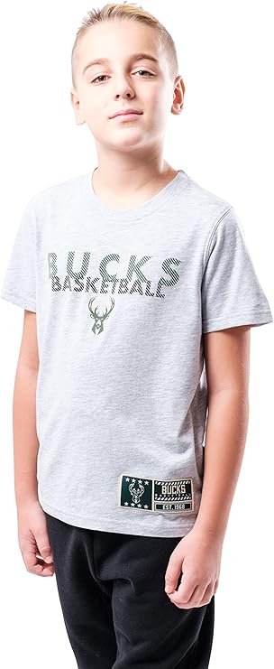 Ultra Game NBA Boy's Coordinating Lounge Pajama Soft T-Shirt, Milwaukee Bucks|Milwaukee Bucks