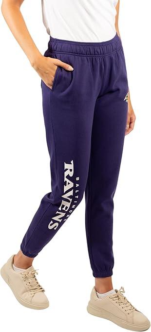 Ultra Game NFL Official Women's Super Soft Fleece Jogger Sweatpants, Baltimore Ravens|Baltimore Ravens