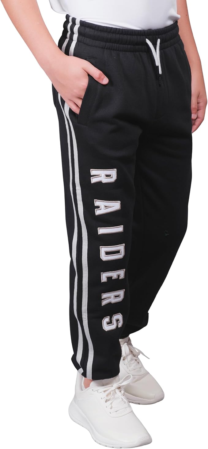 Ultra Game NFL Official Youth Super Soft Game Day Striped Jogger Sweatpants, Las Vegas Raiders, Team Color|Las Vegas Raiders