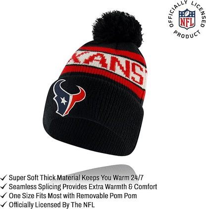 Ultra Game NFL Official Youth Super Soft Winter Beanie Knit Hat With Extra Warm Touch Screen Gloves, Houston Texans, Team Color 1, 1 SIZE|Houston Texans