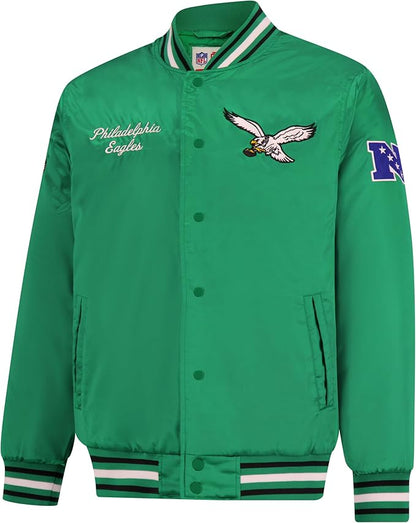 Ultra Game NFL Official Adults Supreme Satin Heritage Jacket, Philadelphia Eagles, Supreme Satin|Philadelphia Eagles