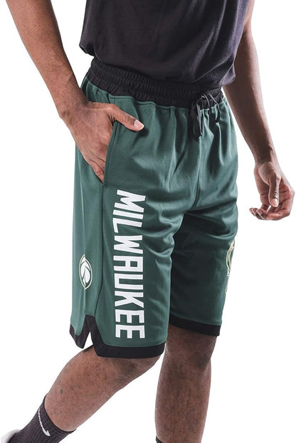 Ultra Game NBA men's Official Players Active Soft Workout Basketball Training Shorts, Milwaukee Bucks - Giannis Antetokounmpo|Milwaukee Bucks