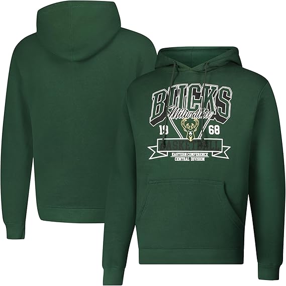 Ultra Game NBA Official Men‚Äôs Standard Super Soft Ace Hoodie Sweatshirt, Milwaukee Bucks, Team Color|Milwaukee Bucks