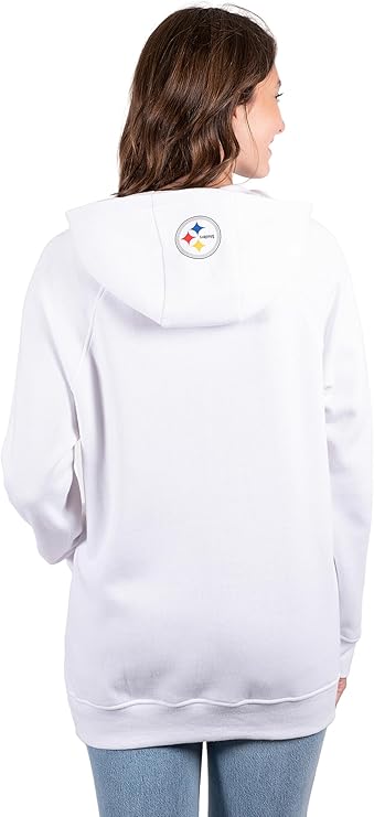 NFL Official Women's Super Soft Tie Neck Pullover Hoodie Sweatshirt|Pittsburgh Steelers