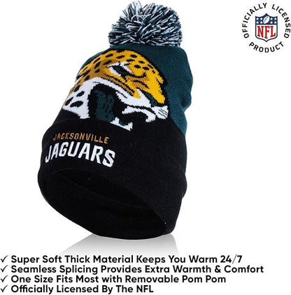 Ultra Game NFL Official Adults Unisex Super Soft Winter Beanie Knit Hat With Extra Warm Touch Screen Gloves, Jacksonville Jaguars, Team Color, 1SIZE|Jacksonville Jaguars