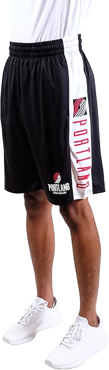 Ultra Game NBA Official Men’s Super Soft Active Workout Basketball Training Shorts - Unisex, Portland Trail Blazers, Black|Portland Trail Blazers