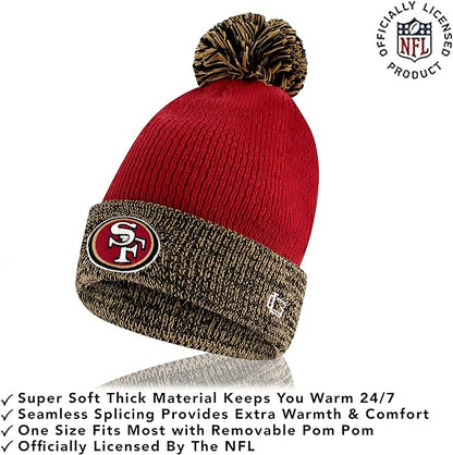 NFL Official Youth Super Soft Two Tone Winter Beanie Knit Hat with Extra Warm Touch Screen Gloves|San Francisco 49ers