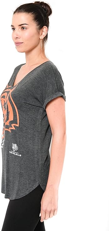 NFL Cincinnati Bengals Official Women's Super Soft Modal Vintage V-Neck T-Shirt|Cincinnati Bengals