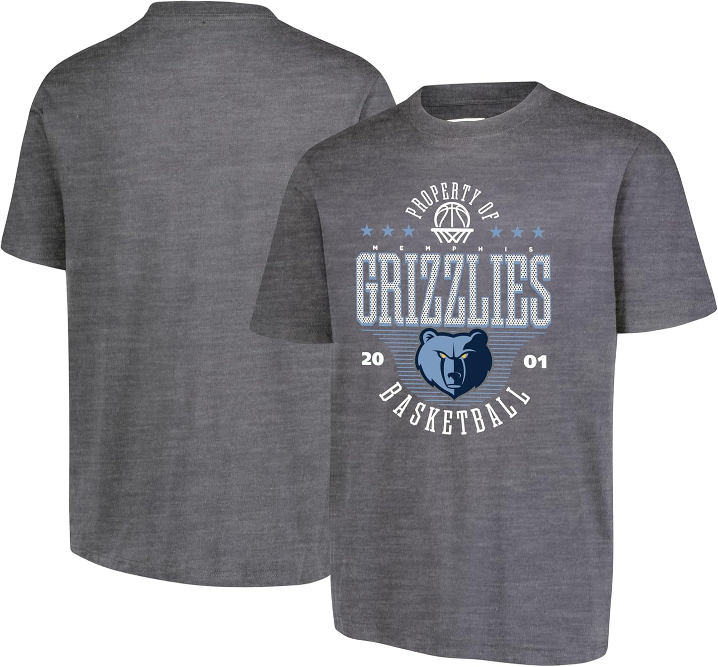 Ultra Game NBA Official Men's Standard Super Soft Mad Props T-Shirt, Memphis Grizzlies, Heather Charcoal|Memphis Grizzlies