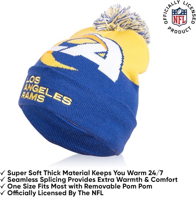 Ultra Game NFL Official Youth Super Soft Winter Beanie Knit Hat With Extra Warm Touch Screen Gloves, Los Angeles Rams, Team Color 2, 1SIZE|Los Angeles Rams