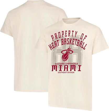 Ultra Game NBA Official Men's Standard Super Soft Nostalgic T-Shirt, Miami Heat,Cream|Miami Heat