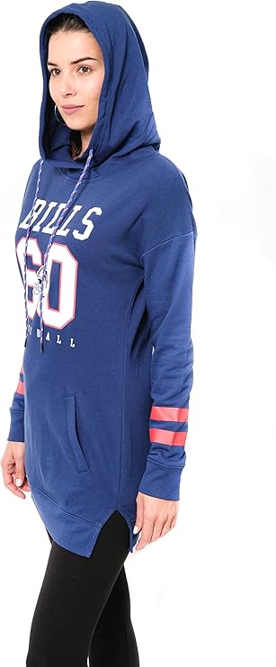 NFL Buffalo Bills Womens Soft French Terry Tunic Hoodie Pullover Sweatshirt|Buffalo Bills