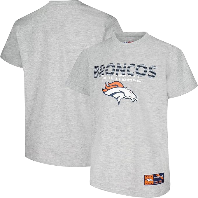 Ultra Game NFL Official Youth Super Soft Game Day T-Shirt, Denver Broncos, Heather Gray|Denver Broncos