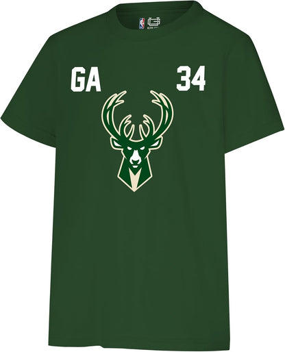 Ultra Game NBA Official Youth Super Soft Fly High Players T-Shirt, Milwaukee Bucks - Giannis Antetokounmpo, Team Color|Milwaukee Bucks - Giannis Antetokounmpo