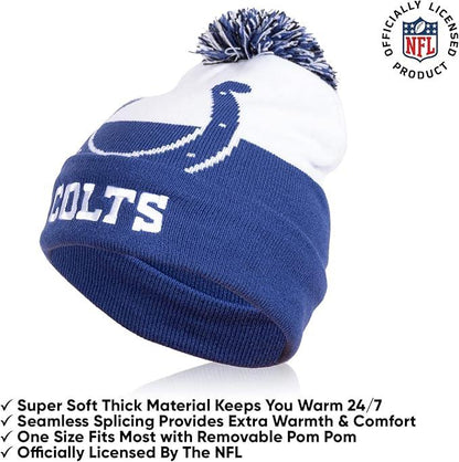 Ultra Game NFL Official Youth Super Soft Winter Beanie Knit Hat With Extra Warm Touch Screen Gloves, Indianapolis Colts, Team Color 2, 1SIZE|Indianapolis Colts