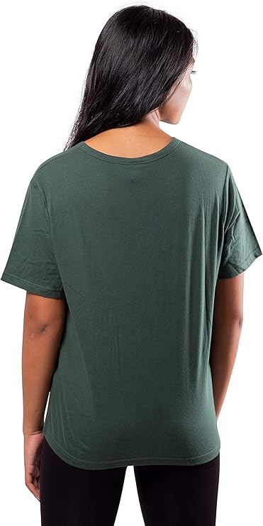 Ultra Game NFL Official Women's Distressed Graphics Super Soft Crew Neck T-Shirt, Green Bay Packers, Team Color|Green Bay Packers