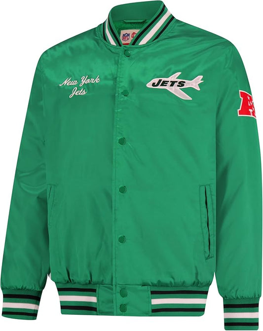 NFL Official Adults Supreme Satin Heritage Jacket|New York Jets