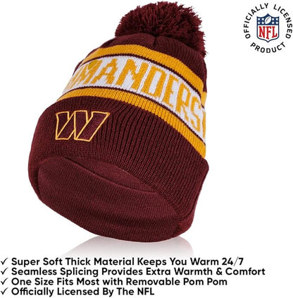 Ultra Game NFL Official Adults Unisex Super Soft Winter Beanie Knit Hat With Extra Warm Touch Screen Gloves, Washington Commanders, Team Color, 1SIZE|Washington Commanders