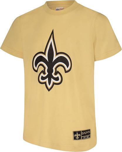 Ultra Game NFL Official Youth Super Soft T-Shirt & Hoodie Sweatshirt Set, New Orleans Saints|New Orleans Saints