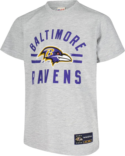 Ultra Game NFL Official Youth Super Soft 2 Pack T-Shirt Set, Baltimore Ravens|Baltimore Ravens