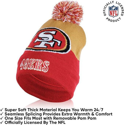 Ultra Game NFL Official Adults Unisex Super Soft Winter Beanie Knit Hat With Extra Warm Touch Screen Gloves, San Francisco 49ers, Team Color, 1SIZE|San Francisco 49ers